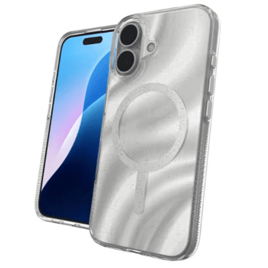 Funda Milan Snap Magsafe iPhone 16 Zagg blanco glitter
