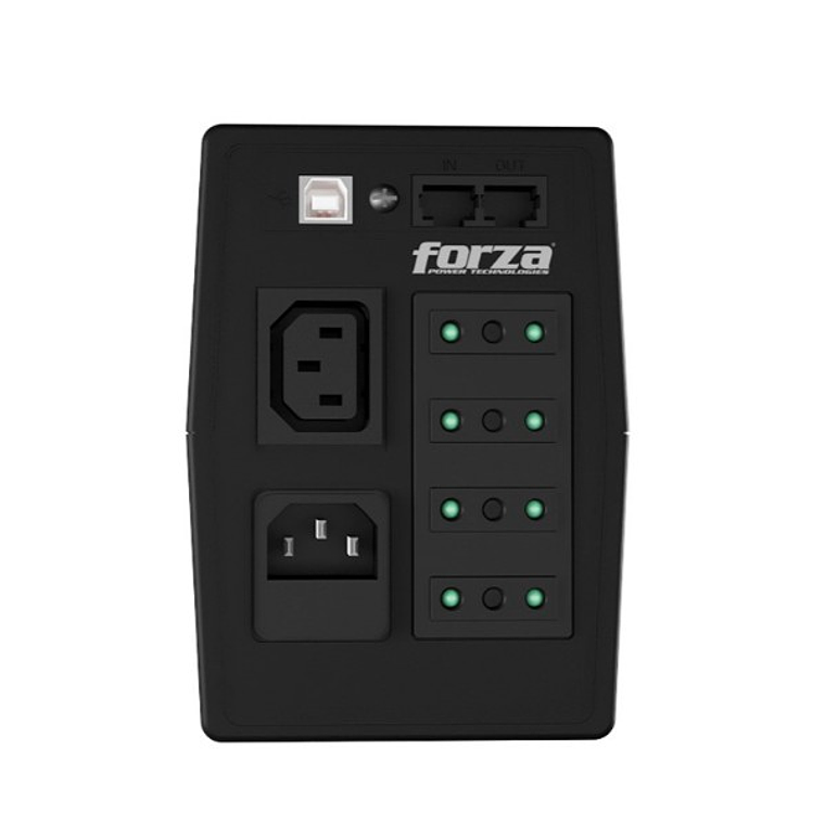UPS 800VA Forza inteligente 480W, 4 CEI-23-50, LCD táctil, Torre 220V 3