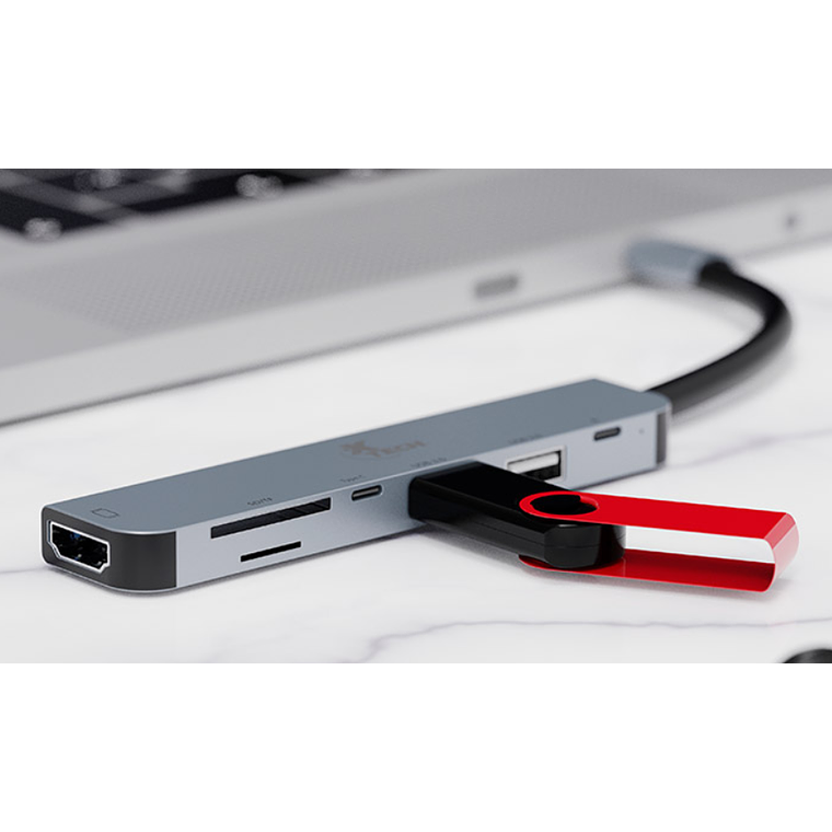 Adaptador multipuerto 7 en 1 con conexión USB -C,  XTC-571 3
