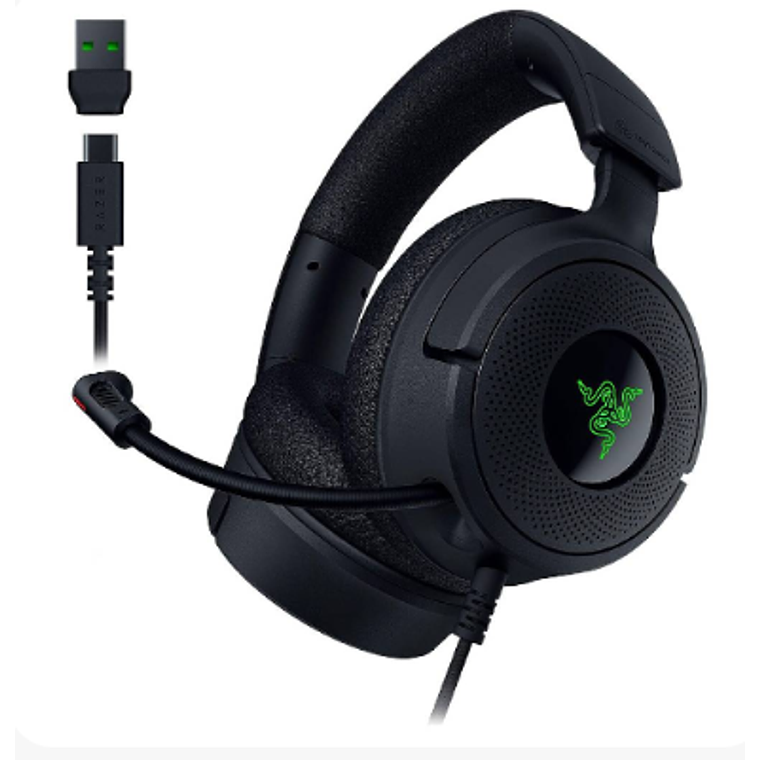 Audífonos Gamer Razer Kraken V4 X, 7.1, Micrófono retráctil, USB-C, Color Negro - RZ04-05180100-R3U1 1