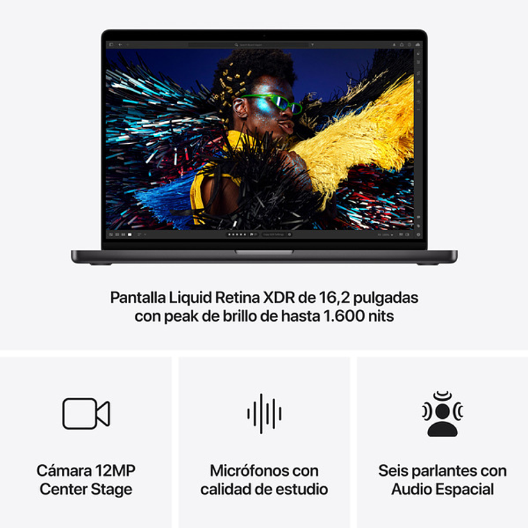 MacBook Pro 14“ (Chip M4, 10Core, GPU 10Core, 16GB Ram, 1TB) Negro espacial 6