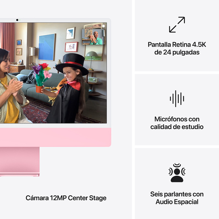 Mac Ret 4.5K 24“ (Chip M4 10Core, GPU 10Core, 16GB Ram, 256GB) Rosado 6