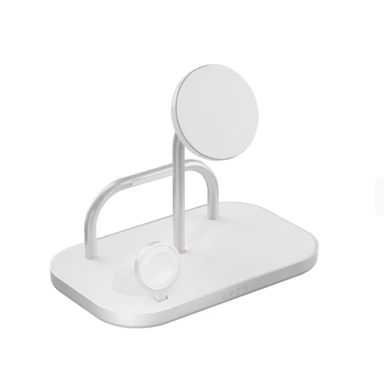 Base de carga 4 en 1 inálambrica con soporte para iPad Zens blanca 1