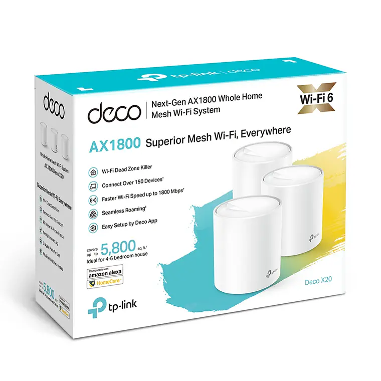 Sistema Wi-Fi TP-LINK Deco X20 (3 enrutadores) 1GbE Wi-Fi 6 - Doble banda 6