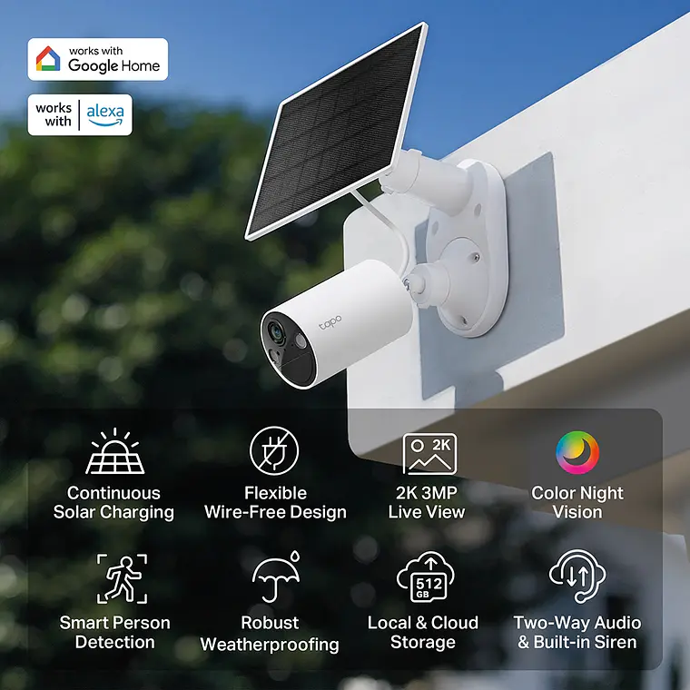 Cámara de Vigilancia 3MP Wi-Fi Solar con Batería Recargable y Detección IA TP-Link Tapo C410 5