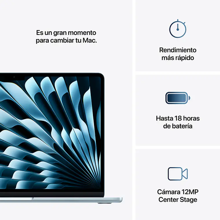 MacBook Air 13.6“ (Chip M4 10Core, GPU 8Core, 16GB Ram, 256GB SSD) Azul cielo 6