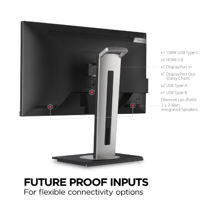 Monitor ViewSonic VG2756A-2K de 27“ (IPS, QHD, HDMI+USB-C, Ethernet, VESA) 4