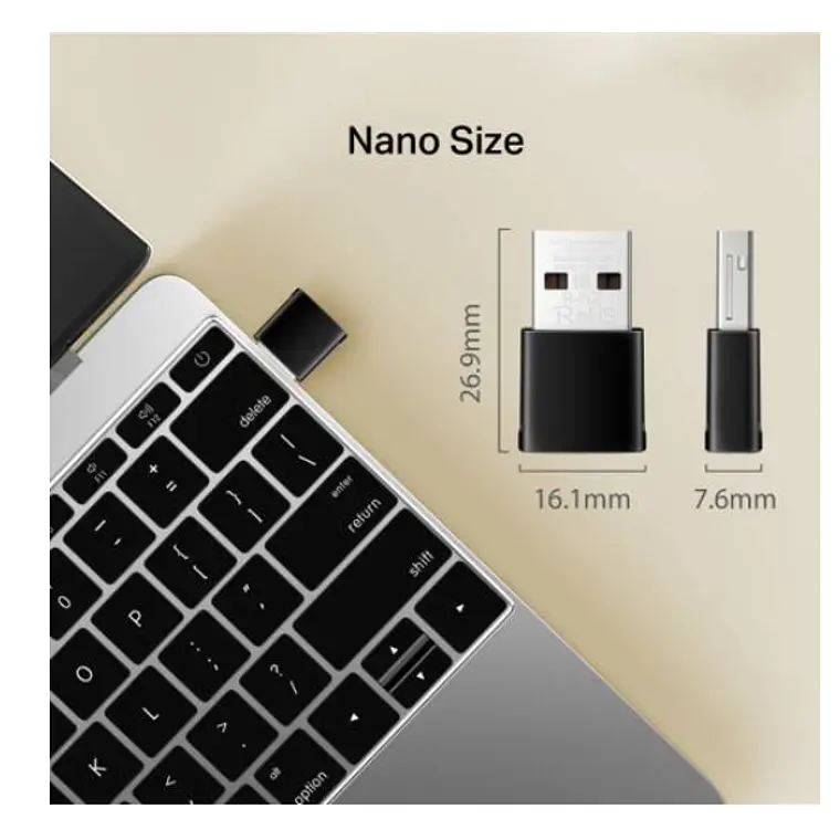 Adaptador USB Nano Wi-Fi Mercusys MA12N N300 - 300 Mbps, WPA3, Plug & Play 3