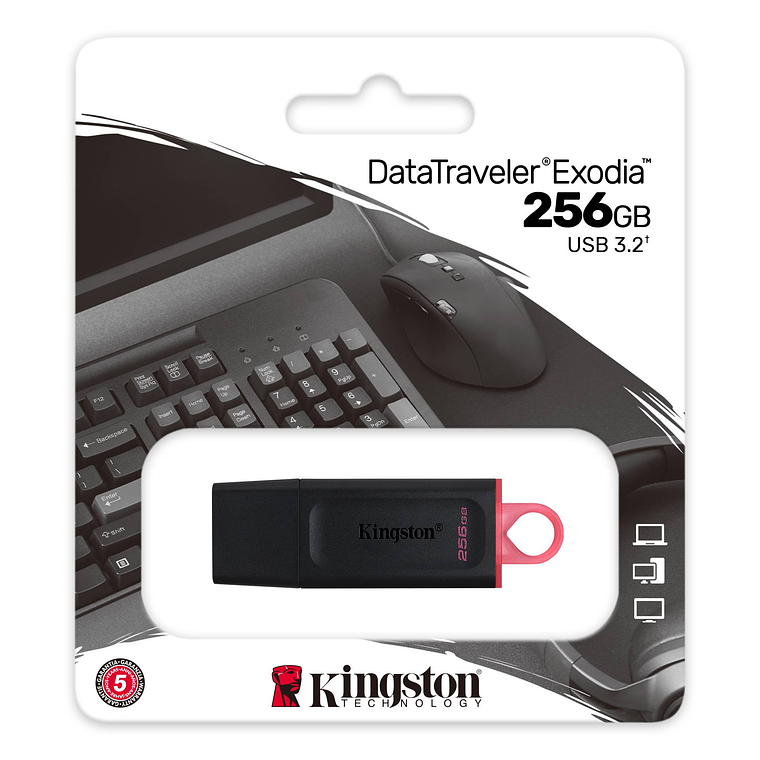 Unidad Flash USB 256GB | Kingston Data Traveler Exodia 3.2 Gen 1 S Black Orange 3