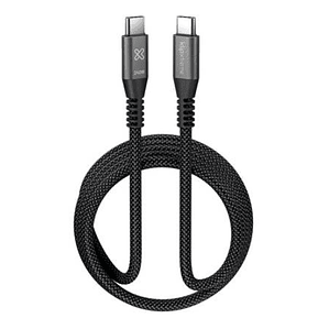 Cable USB Klip Xtreme 1.8 metros – USB-C a USB-C, negro, trenzado, carga rápida 240W