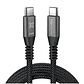 Cable USB Klip Xtreme 1.8 metros – USB-C a USB-C, negro, trenzado, carga rápida 240W - Miniatura 2