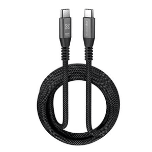 Cable USB Klip Xtreme 3 metros – USB-C a USB-C, 10Gbps, negro, trenzado, carga rápida 100W