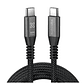 Cable USB Klip Xtreme 3 metros – USB-C a USB-C, 10Gbps, negro, trenzado, carga rápida 100W - Miniatura 2