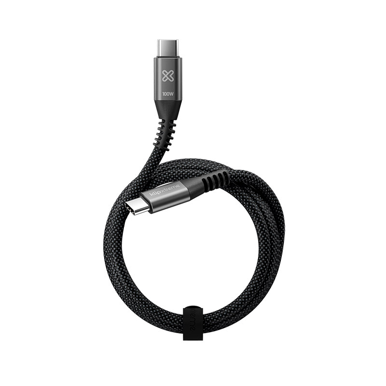 Cable USB 2.0 tipo-C macho a tipo-C macho Klip Xtreme - Black 100W Braided Fast charging 1