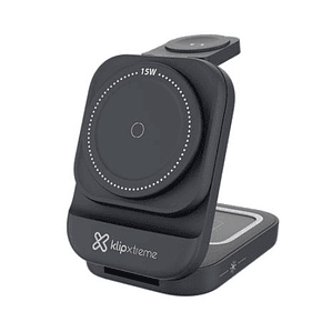 Base cargadora Klip Xtreme 15W – USB-C, soporte vertical para celular o carga inalámbrica