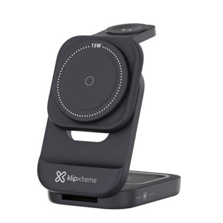 Base cargadora Klip Xtreme 15W – USB-C, soporte vertical para celular o carga inalámbrica 2