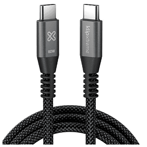 Cable USB Tipo-C M/M v2.0 24pin 1.8mt 60W Color negro - Klip Xtreme