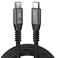 Cable USB 1.8 metros - USB-C a USB-C, negro, trenzado, carga rápida 100W, Klip Xtreme - Miniatura 2