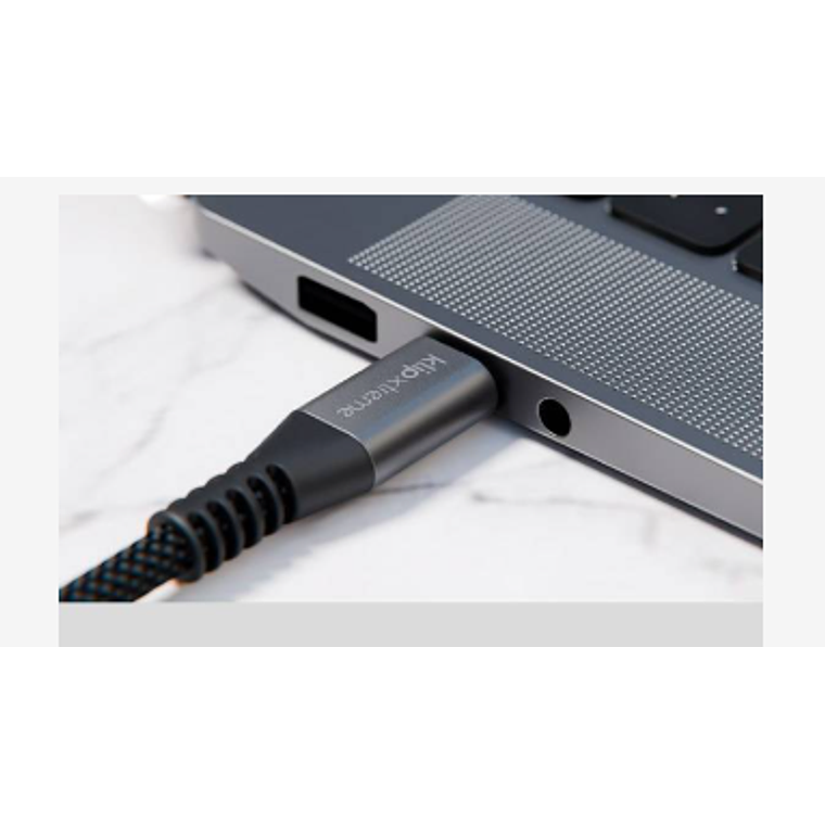 Cable USB 1.8 metros - USB-C a USB-C, negro, trenzado, carga rápida 100W, Klip Xtreme 5