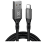 Cable USB 3 metros – USB-C a USB-A, negro, trenzado, carga rápida 30W, Klip Xtreme  - Miniatura 2
