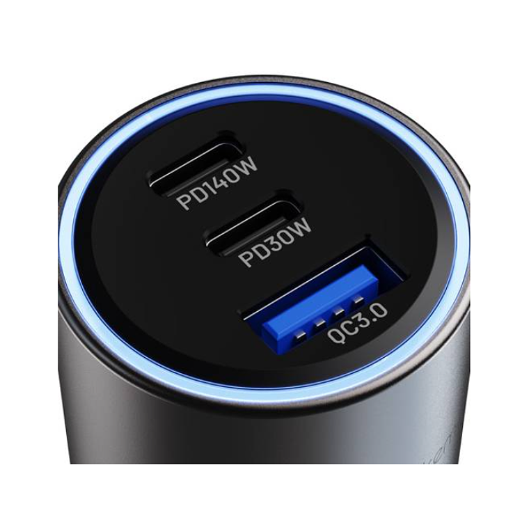 Adaptador auto140W – 2×USB-C, 1×USB-A, carga rápida para múltiples dispositivos, Klip Xtreme  5