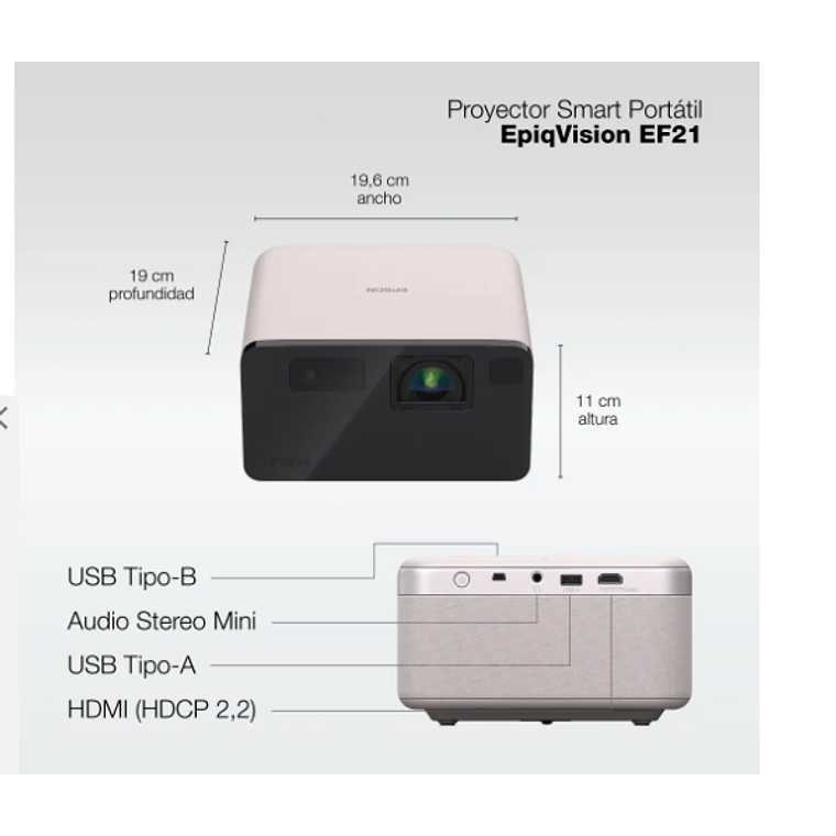 Proyector portátil Epson EpiqVision -  Mini EF-21R 4