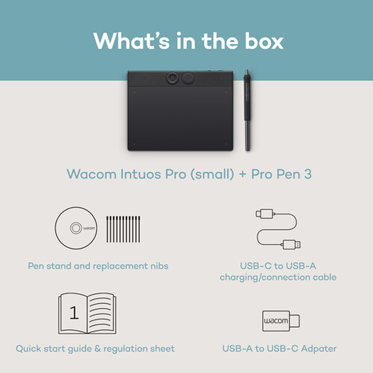 Tableta Digitalizadora Wacom Intuos Pro Small (2025), USB, Bluetooth 4