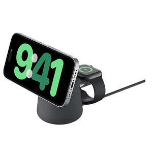 Estación de carga inalámbrica 2 en 1 con MagSafe de 15W, Belkin negra