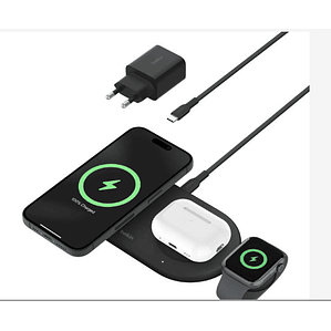Base de carga 3 en 1 inalambrica plana Qi2 Belkin negra