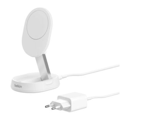 Base de carga 2 en 1 inalámbrica plegable Qi2 15 W Blanca