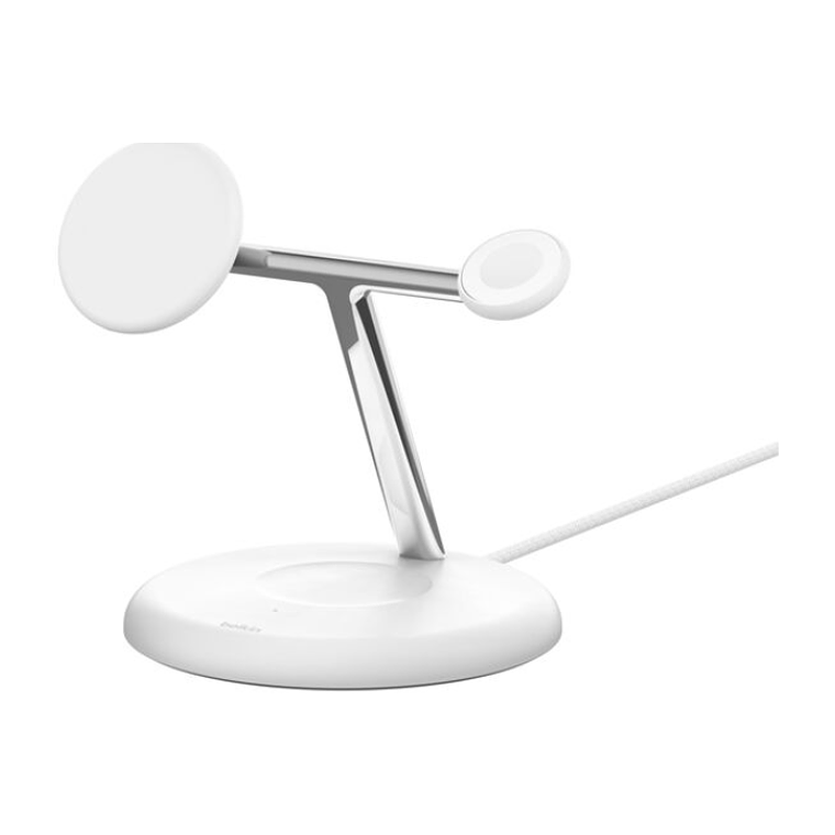 Base de carga 3 en 1 BoostCharge Qi2 15W Belkin blanca 2