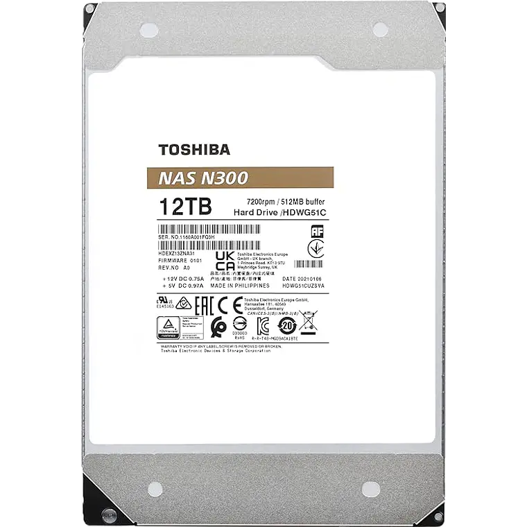 Disco duro 12TB interno | Toshiba Serie N300 NAS SATAIII 3.5“ 3