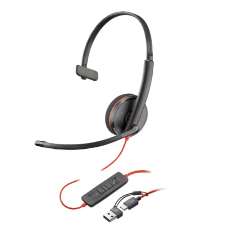 Auriculares USB Poly Blackwire 3210 con conector USB-C/A  1
