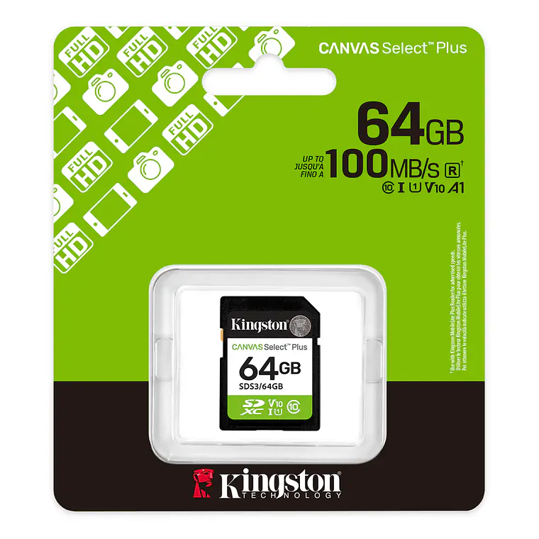 Tarjeta de Memoria 64GB SD XC | Canvas Select Plus Gen3 100MB/s 3