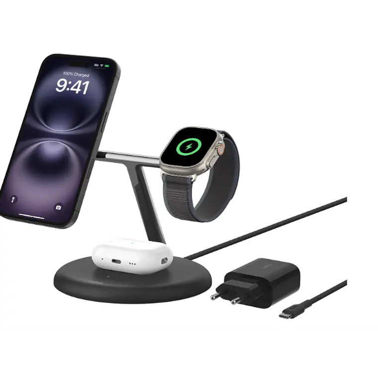 Soporte magnético de carga inalámbrica 3 en 1 con Qi2 (15 W) 1