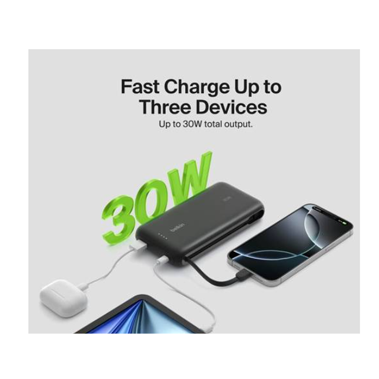 Batería 20.000 mAh 30W PD con cable USB-C Belkin negra 4