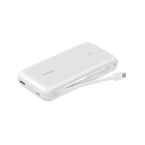 Batería 20.000 mAh 30W PD con cable USB-C Belkin blanca