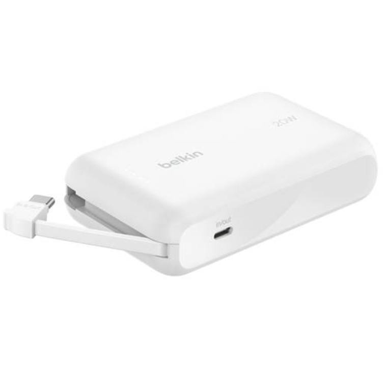 Batería 10.000 mAh 20W PD con cable USB-C Belkin blanca 1