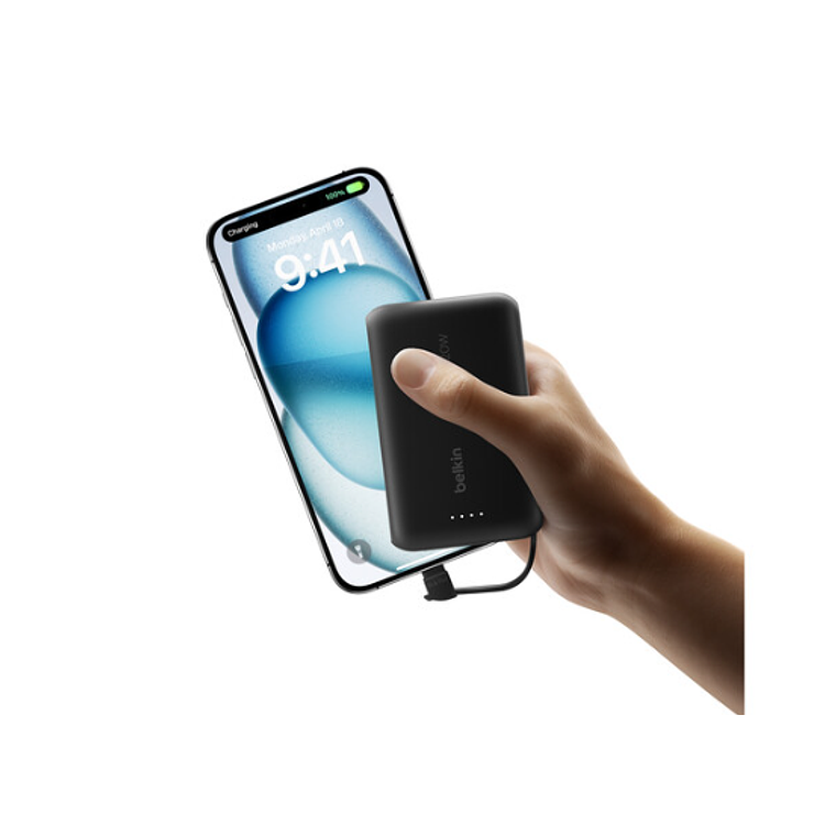 Batería 10.000 mAh 20W PD con cable USB-C Belkin negra 7