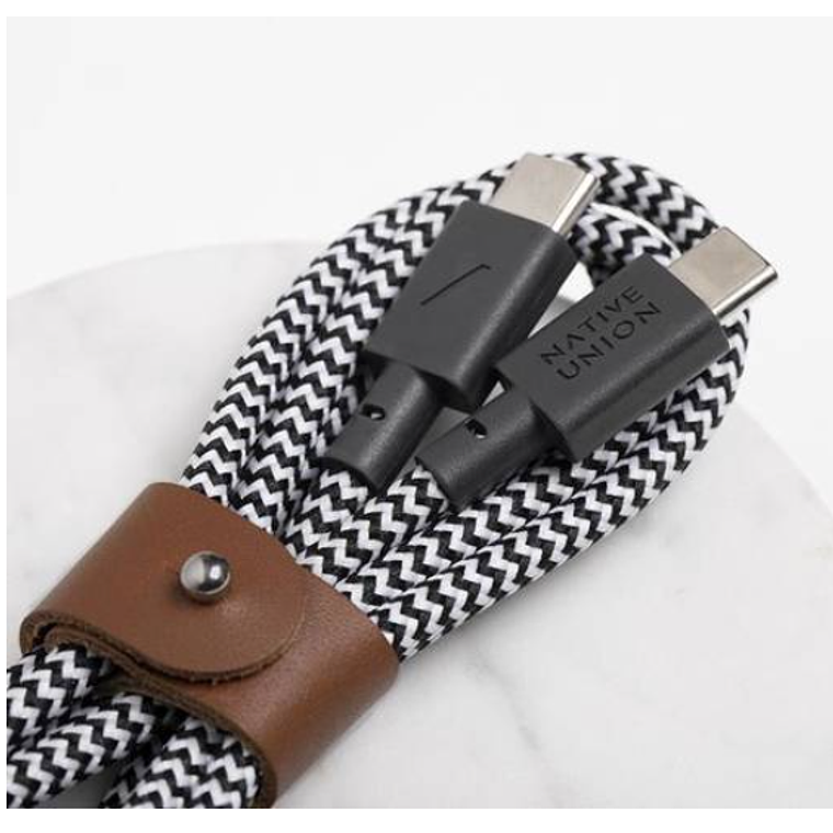 Cable USB-C a USB-C 1,2 Mt Belt Native Union Zebra 2