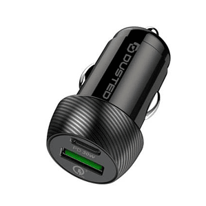 Cargador rápido de auto 30W 1xUSB-A 1xUSB-C Dusted negro