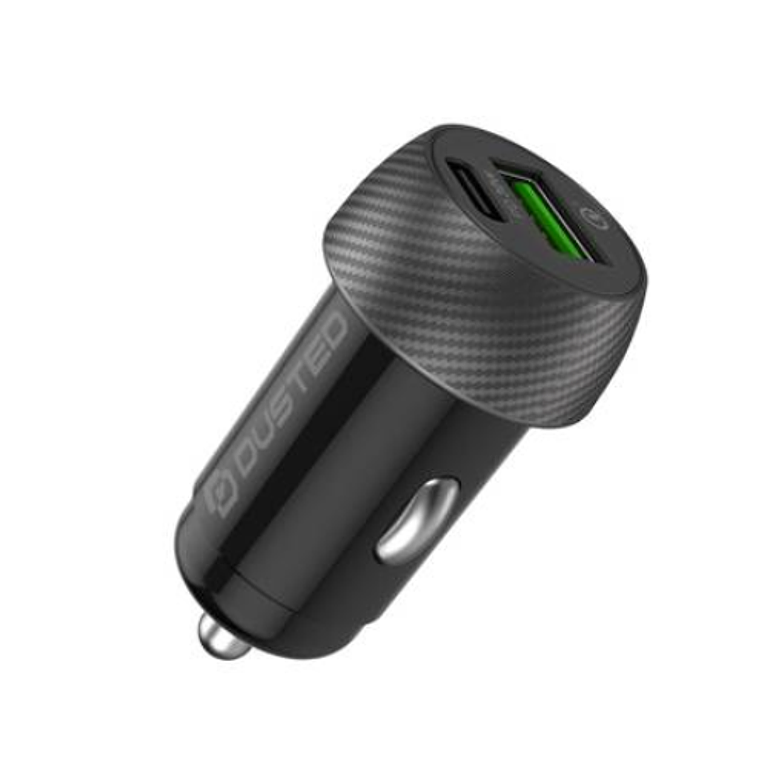 Cargador rápido de auto 30W 1xUSB-A 1xUSB-C Dusted negro 2