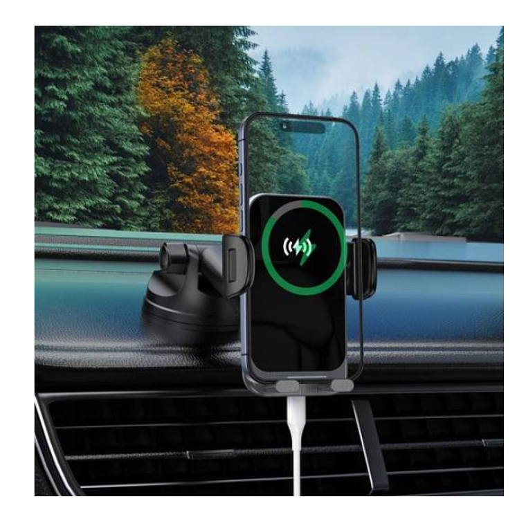 Cargador de auto inalámbrico automático 15W Dusted negro 3