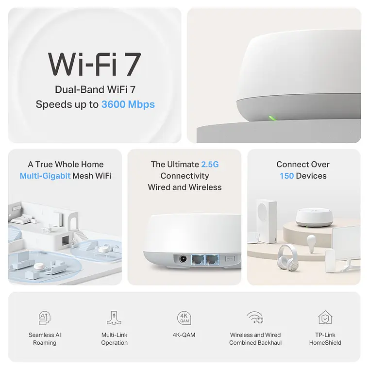 Sistema WiFi 7 TP-Link BE3600 Mesh (1 unidad) 4