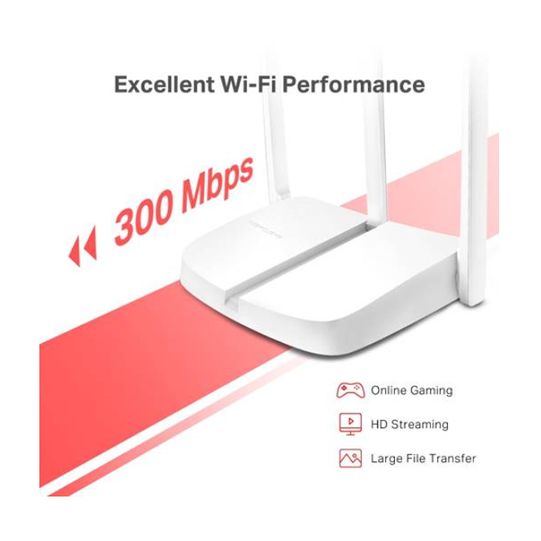 Router Mercusys MW306R, Wi-Fi, 2.4GHz, 300 Mbps, Ethernet 3