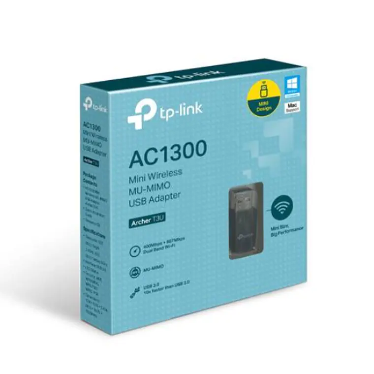 Mini Adaptador USB Inalámbrico TP-Link Archer T3U MU-MIMO AC1300, Doble banda inalámbrica 3