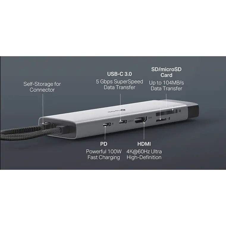 Hub USB-C 9 en 1 con Puerto HDMI 4K@60Hz, Ranuras para SD y microSD y Carga Rápida, TP-Link  4