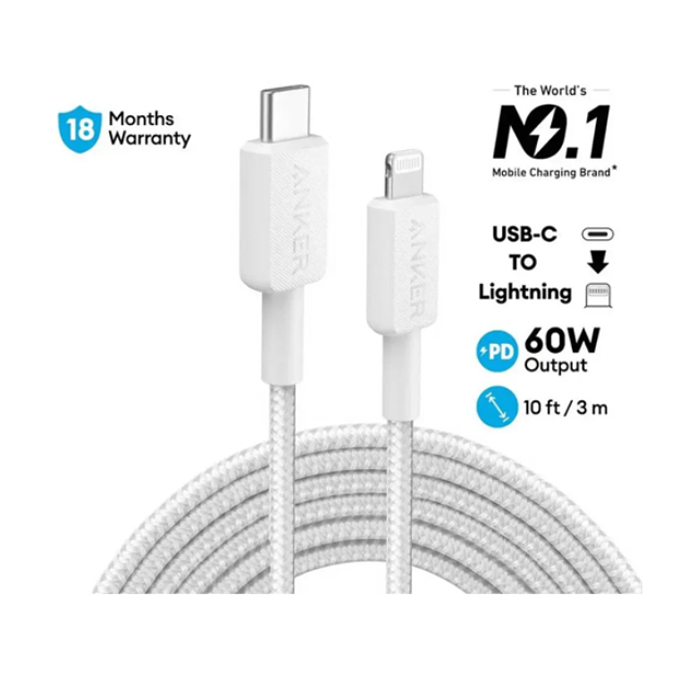 Cable trenzado Anker 322, Color Blanco 3