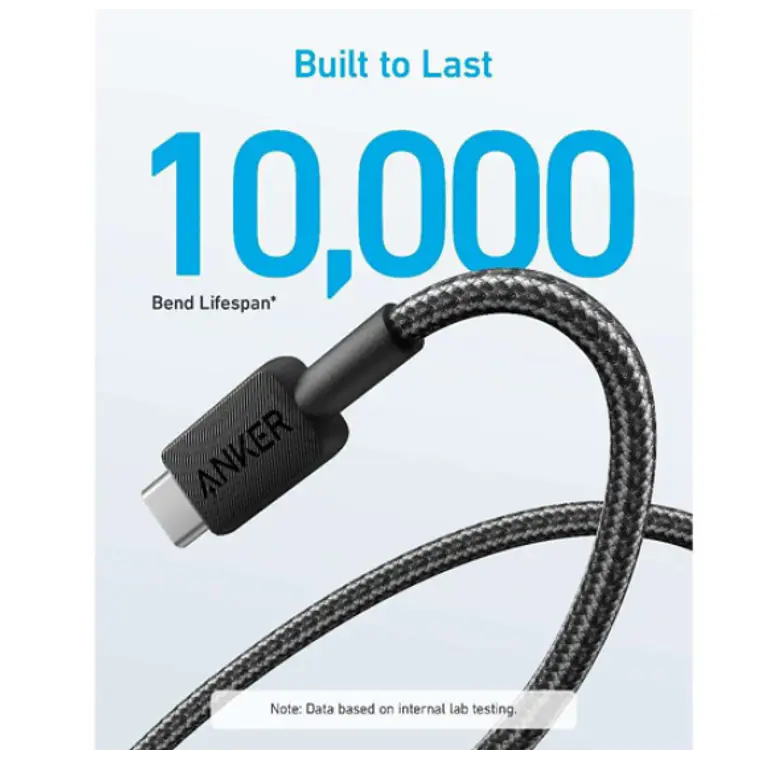Cable trenzado Anker 322 PowerLine USB-A a USB-C, 0.9 m, 15 W, Color Negro 2