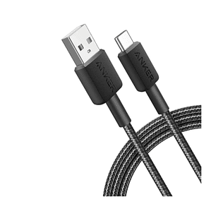 Cable trenzado Anker 322 PowerLine USB-A a USB-C, 1.8 m, 60W, Color Negro